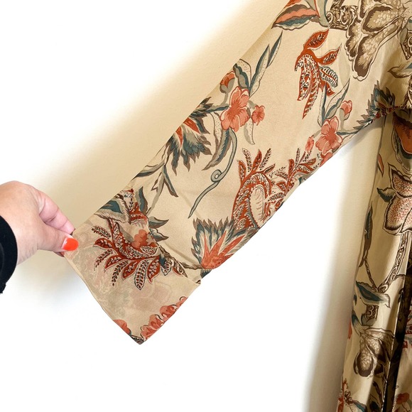 Ralph Lauren Collection Paisley Floral Silk Duster Kaftan Sz M Long Line Dress - Picture 6 of 14